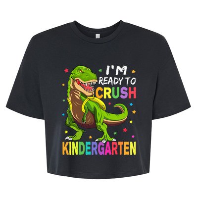 I'm Ready To Crush Kindergarten Back To School Dinosaur Bella+Canvas Jersey Crop Tee