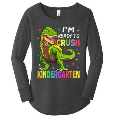 I'm Ready To Crush Kindergarten Back To School Dinosaur Women's Perfect Tri Tunic Long Sleeve Shirt