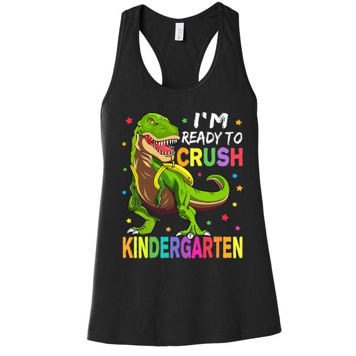 I'm Ready To Crush Kindergarten Back To School Dinosaur Women's Racerback Tank