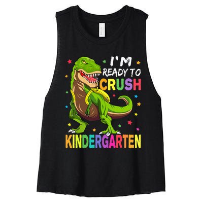 I'm Ready To Crush Kindergarten Back To School Dinosaur Women's Racerback Cropped Tank