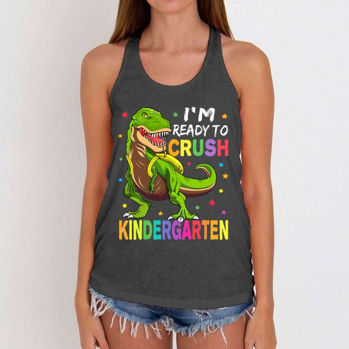 I'm Ready To Crush Kindergarten Back To School Dinosaur Women's Knotted Racerback Tank