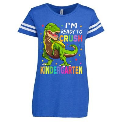 I'm Ready To Crush Kindergarten Back To School Dinosaur Enza Ladies Jersey Football T-Shirt