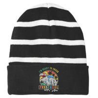 I'm Ready To Crush PreSchool Dinosaur First Day Of School Striped Beanie with Solid Band