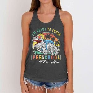 I'm Ready To Crush PreSchool Dinosaur First Day Of School Women's Knotted Racerback Tank