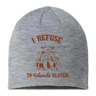 I Refuse To Tolerate Gluten Funny Teddy Bear Graphic Sustainable Beanie