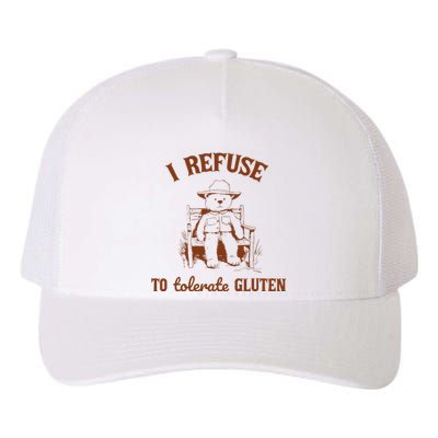 I Refuse To Tolerate Gluten Funny Teddy Bear Graphic Yupoong Adult 5-Panel Trucker Hat