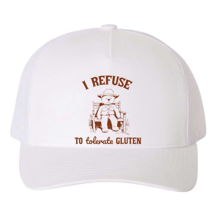 I Refuse To Tolerate Gluten Funny Teddy Bear Graphic Yupoong Adult 5-Panel Trucker Hat