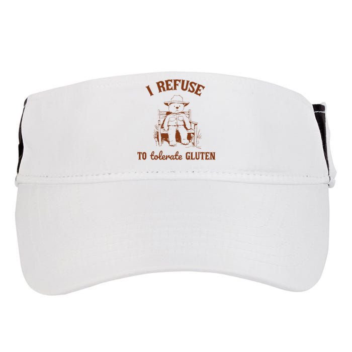 I Refuse To Tolerate Gluten Funny Teddy Bear Graphic Adult Drive Performance Visor