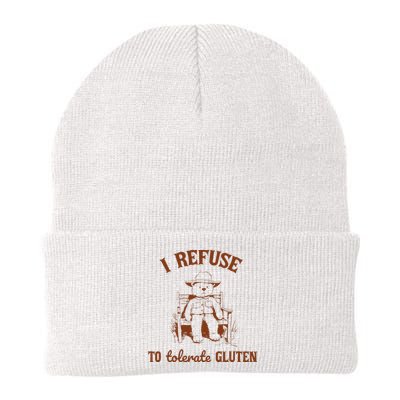 I Refuse To Tolerate Gluten Funny Teddy Bear Graphic Knit Cap Winter Beanie