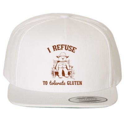 I Refuse To Tolerate Gluten Funny Teddy Bear Graphic Wool Snapback Cap