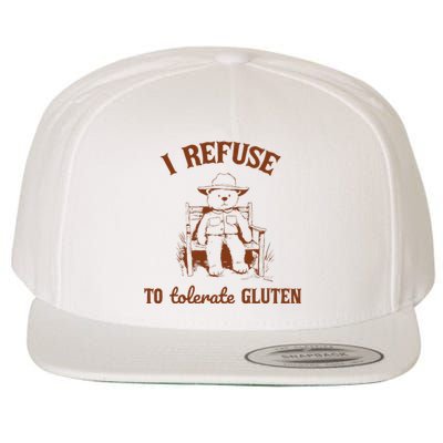 I Refuse To Tolerate Gluten Funny Teddy Bear Graphic Wool Snapback Cap