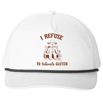 I Refuse To Tolerate Gluten Funny Teddy Bear Graphic Snapback Five-Panel Rope Hat