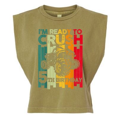 IM Ready To Crush 5 Monster Truck 5th Birthday Boy Retro Garment-Dyed Women's Muscle Tee