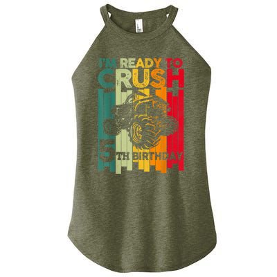 IM Ready To Crush 5 Monster Truck 5th Birthday Boy Retro Women's Perfect Tri Rocker Tank