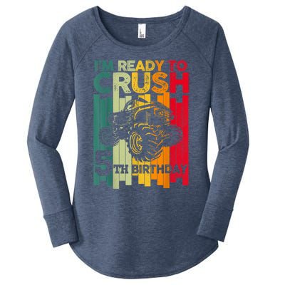 IM Ready To Crush 5 Monster Truck 5th Birthday Boy Retro Women's Perfect Tri Tunic Long Sleeve Shirt