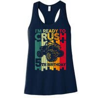 IM Ready To Crush 5 Monster Truck 5th Birthday Boy Retro Women's Racerback Tank