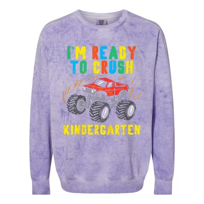 Im Ready To Crush Kindergarten Monster Truck First Day Colorblast Crewneck Sweatshirt