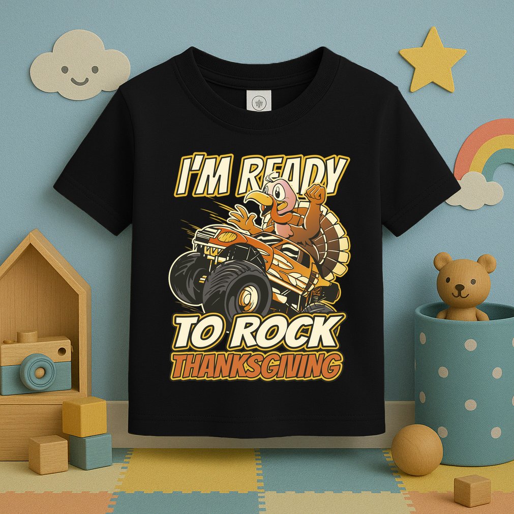 I'm Ready To Rock Thanksgiving Turkey Monster Truck Toddler T-Shirt