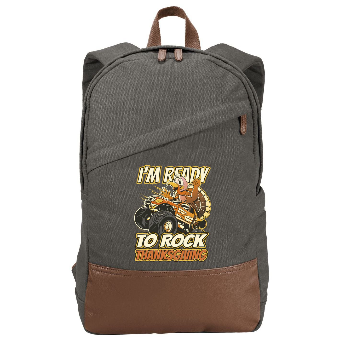 I'm Ready To Rock Thanksgiving Turkey Monster Truck Cotton Canvas Backpack