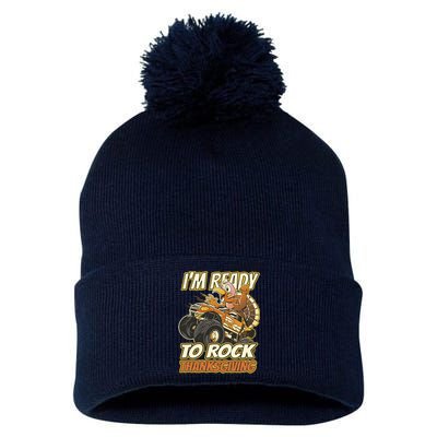 I'm Ready To Rock Thanksgiving Turkey Monster Truck Pom Pom 12in Knit Beanie