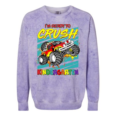 I'm Ready To Crush Kindergarten Monster Truck Colorblast Crewneck Sweatshirt