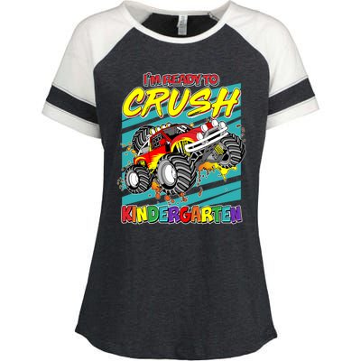 I'm Ready To Crush Kindergarten Monster Truck Enza Ladies Jersey Colorblock Tee