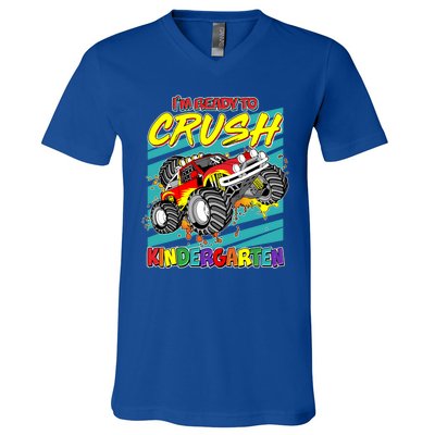 I'm Ready To Crush Kindergarten Monster Truck V-Neck T-Shirt