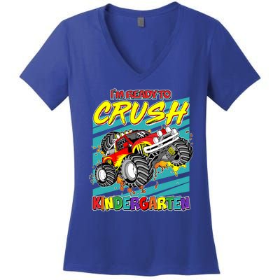 I'm Ready To Crush Kindergarten Monster Truck Women's V-Neck T-Shirt