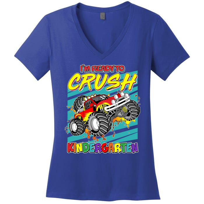 I'm Ready To Crush Kindergarten Monster Truck Women's V-Neck T-Shirt