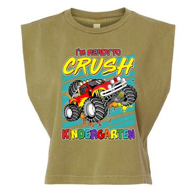 I'm Ready To Crush Kindergarten Monster Truck Garment-Dyed Women's Muscle Tee