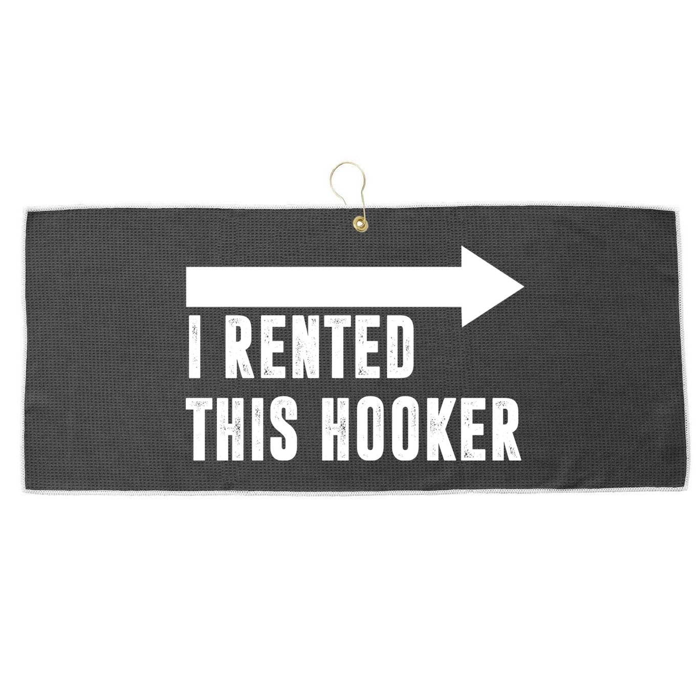 I Rented This Hooker Funny Large Microfiber Waffle Golf Towel