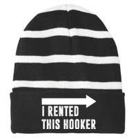 I Rented This Hooker Funny Striped Beanie with Solid Band