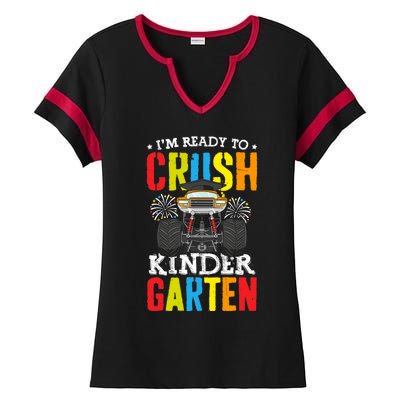 Im Ready To Crush Kindergarten Monster Truck Back To School Ladies Halftime Notch Neck Tee