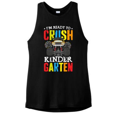 Im Ready To Crush Kindergarten Monster Truck Back To School Ladies PosiCharge Tri-Blend Wicking Tank