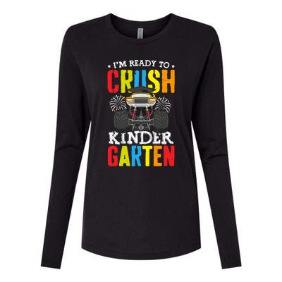 Im Ready To Crush Kindergarten Monster Truck Back To School Womens Cotton Relaxed Long Sleeve T-Shirt