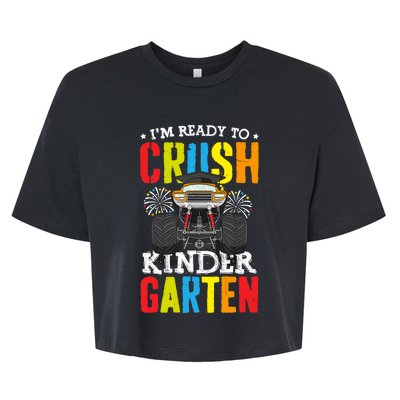 Im Ready To Crush Kindergarten Monster Truck Back To School Bella+Canvas Jersey Crop Tee