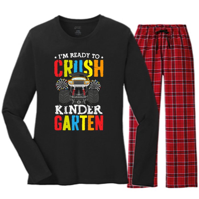 Im Ready To Crush Kindergarten Monster Truck Back To School Women's Long Sleeve Flannel Pajama Set 