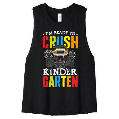 Im Ready To Crush Kindergarten Monster Truck Back To School Women's Racerback Cropped Tank