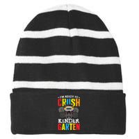 Im Ready To Crush Kindergarten Monster Truck Back To School Striped Beanie with Solid Band