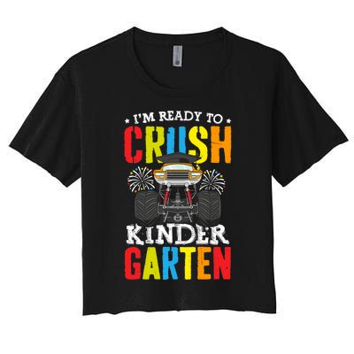 Im Ready To Crush Kindergarten Monster Truck Back To School Women's Crop Top Tee