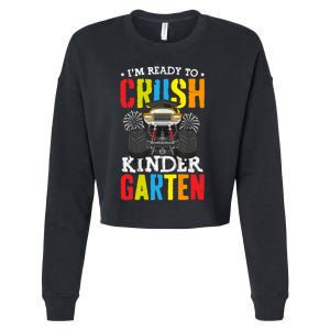 Im Ready To Crush Kindergarten Monster Truck Back To School Cropped Pullover Crew