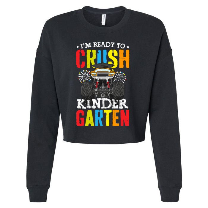 Im Ready To Crush Kindergarten Monster Truck Back To School Cropped Pullover Crew