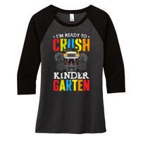 Im Ready To Crush Kindergarten Monster Truck Back To School Women's Tri-Blend 3/4-Sleeve Raglan Shirt