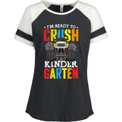 Im Ready To Crush Kindergarten Monster Truck Back To School Enza Ladies Jersey Colorblock Tee