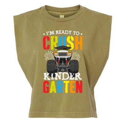 Im Ready To Crush Kindergarten Monster Truck Back To School Garment-Dyed Women's Muscle Tee