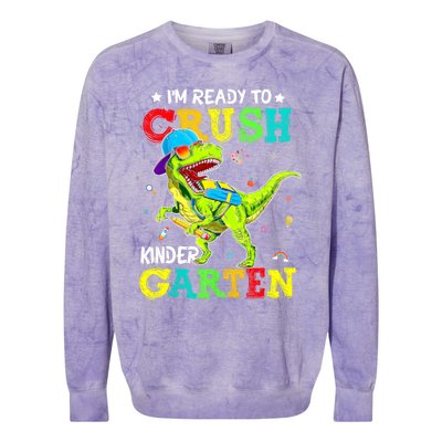 IM Ready To Crush Kindergarten Dinosaur 1st Day Of School Colorblast Crewneck Sweatshirt