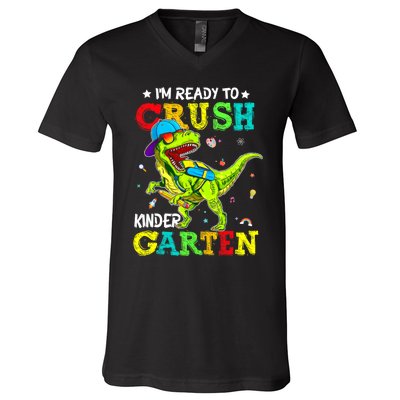 IM Ready To Crush Kindergarten Dinosaur 1st Day Of School V-Neck T-Shirt