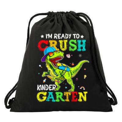 IM Ready To Crush Kindergarten Dinosaur 1st Day Of School Drawstring Bag