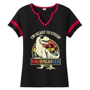 I'm Ready To Crush Kindergarten Dinosaur Back To School Ladies Halftime Notch Neck Tee