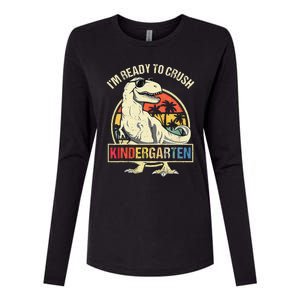 I'm Ready To Crush Kindergarten Dinosaur Back To School Womens Cotton Relaxed Long Sleeve T-Shirt